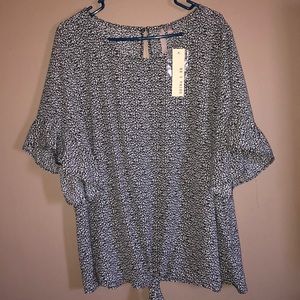 River Ruffle Sleeve black blouse